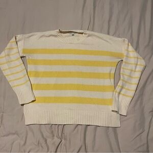 Lucky Brand Striped Yellow and Cream Women's Sweater Size S